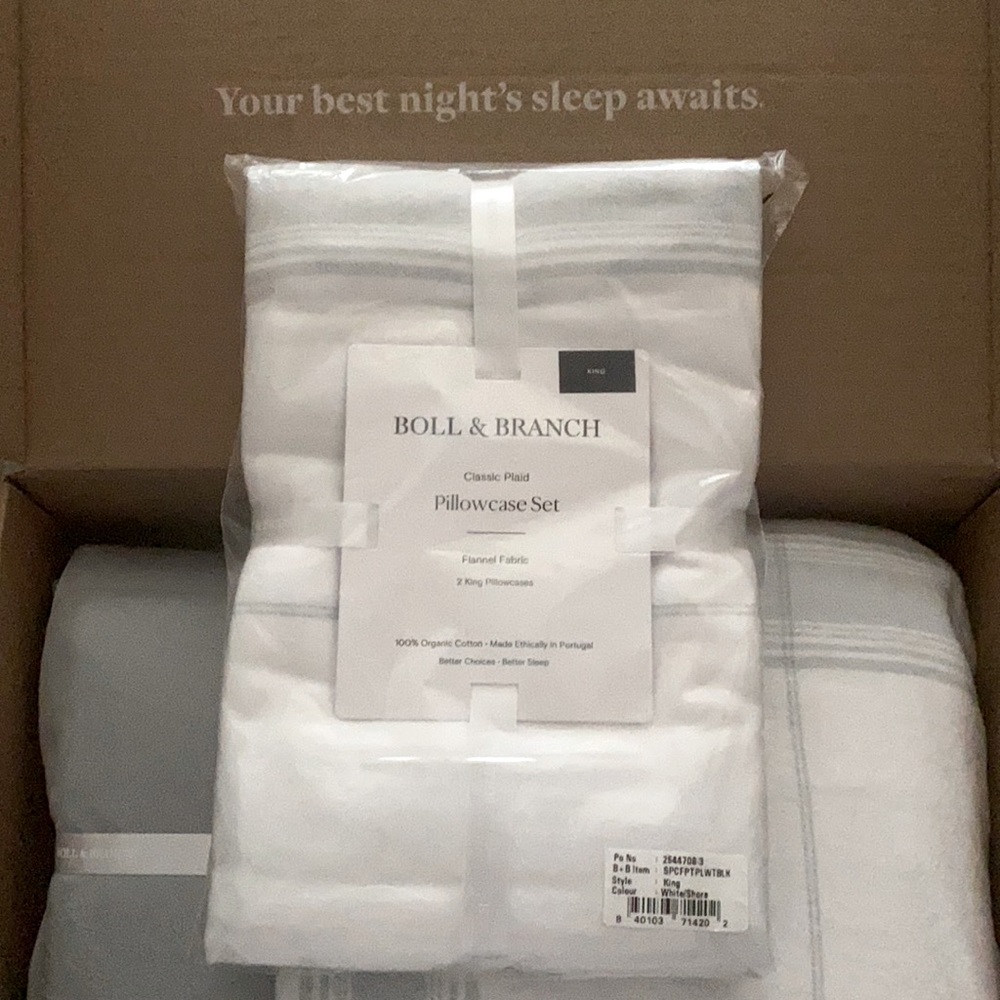 Boll & Branch Flannel King Pillowcases - Shore Modern Plaid